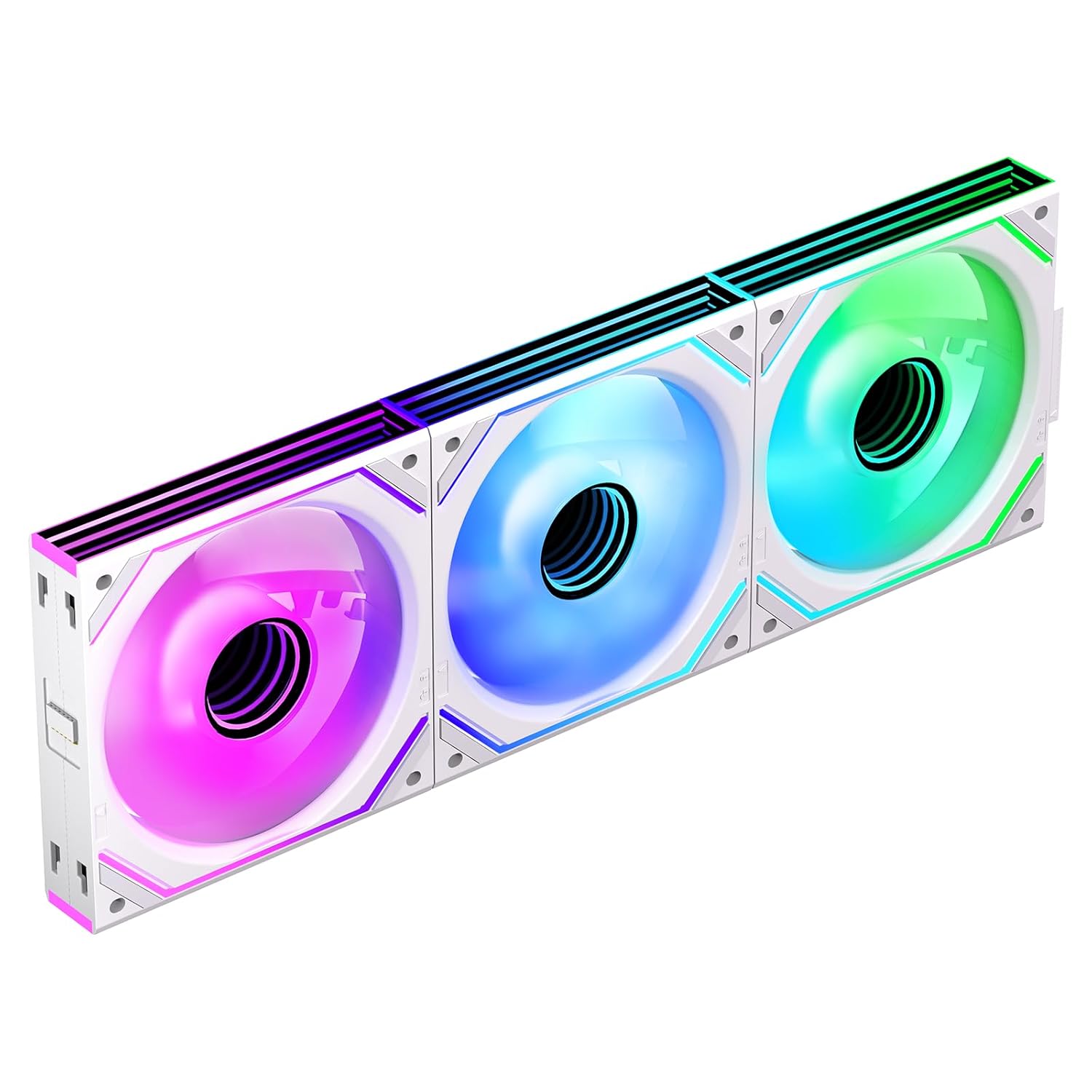 Jungle Leopard Interstellar-V2 X3 120mm PC ARGB Case Computer Cooling Fans,Daisy-Chain|PWM 950-1850RPM|High Airflow|RGB Dual Infinity Mirrors Lighting for Gaming Build(White Forward,3Pack)