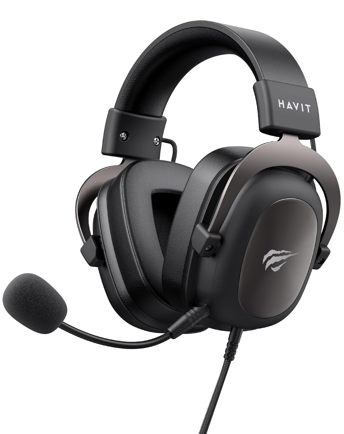havit H2002d Gaming Headsets for PS4, PS5, PC, Xbox Series X|S, Xbox One Controller Gaming Headphones with Mic - 53mm Drivers - Durable Aluminum Frame, Wired, On Ear, Black